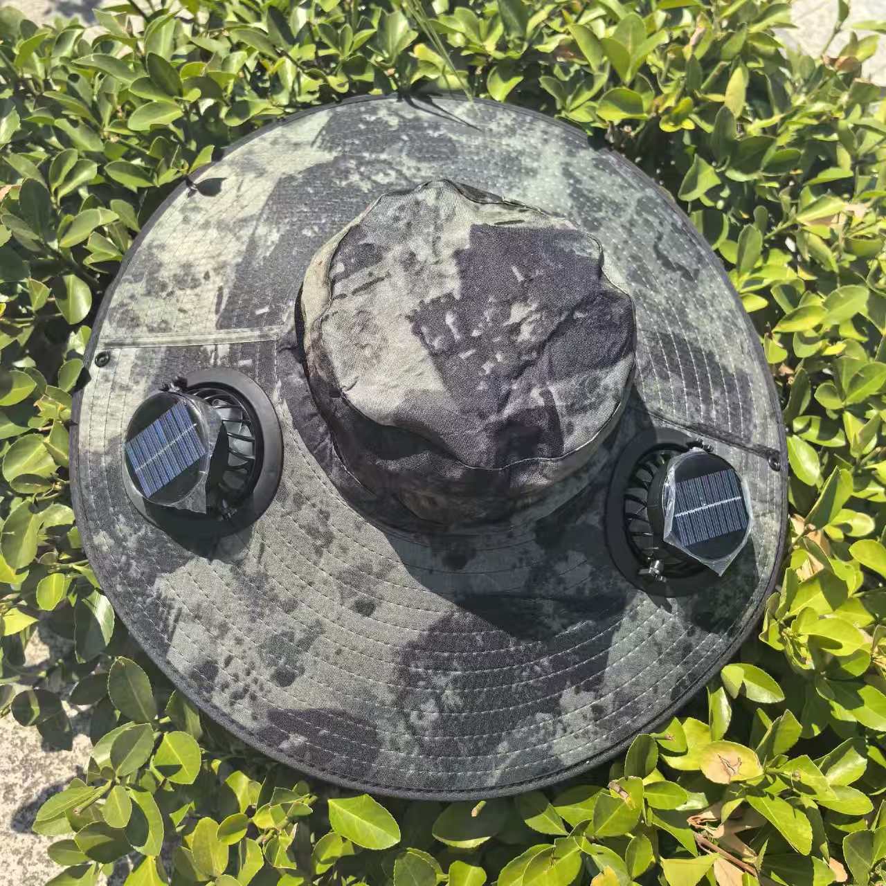 Large Size Quick-Dry Sun Hat, Solar & USB Rechargeable Cooling Fisherman Hat, Adjustable Wide Brim Dual Fan Hat, UV Protection Portable Wearable Fan Cap for Fishing Hiking Camping Summer Outdoor Travel