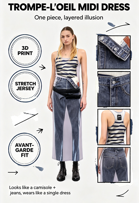 Trompe-L’oeil Midi Dress