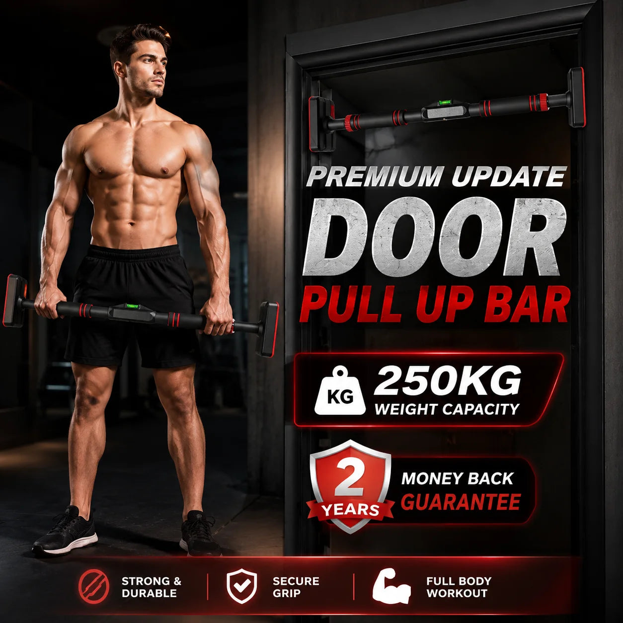 Premium Doorway Pull Up Bar – 250KG Capacity