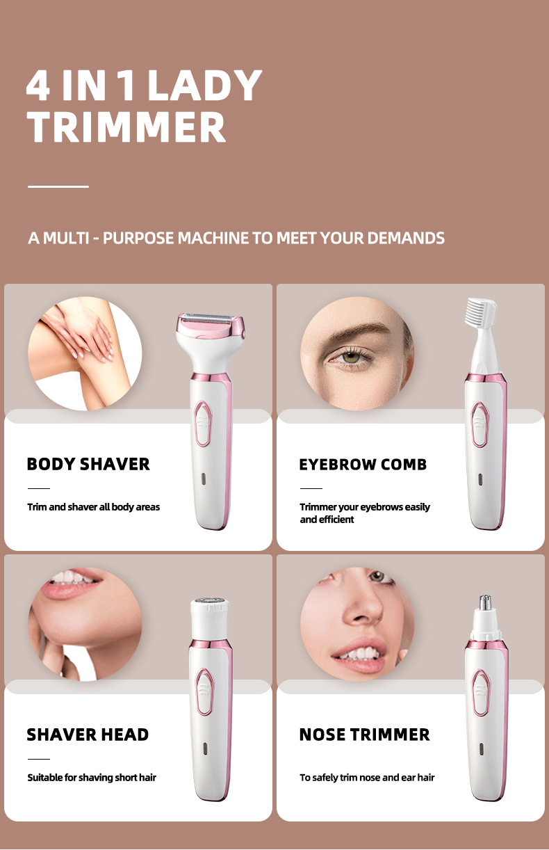 4-In-1 Electric Cordless Lady Body Hair Shaver