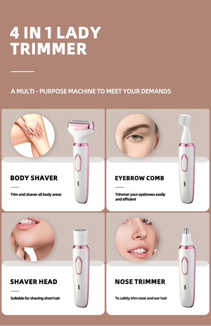 4-In-1 Electric Cordless Lady Body Hair Shaver